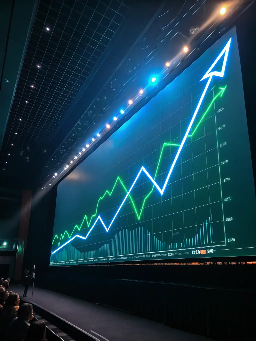 An image showcasing a graph trending upwards, symbolizing business growth and success, with Albuquerque city skyline in the background.