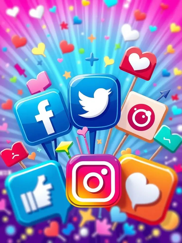 A dynamic graphic illustrating social media engagement, with icons representing various social media platforms and data analytics dashboards showcasing audience growth and engagement metrics.